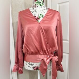 Elegant Pink Wrap Top